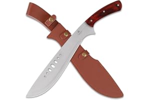 REAT Machete Heavy Duty with Leather Sheath,19-inch Full Tang 420 Stainless Steel Blade with Wood Handle,Machetes for Yard Work, Cutting Trees,Camping,Hunting
