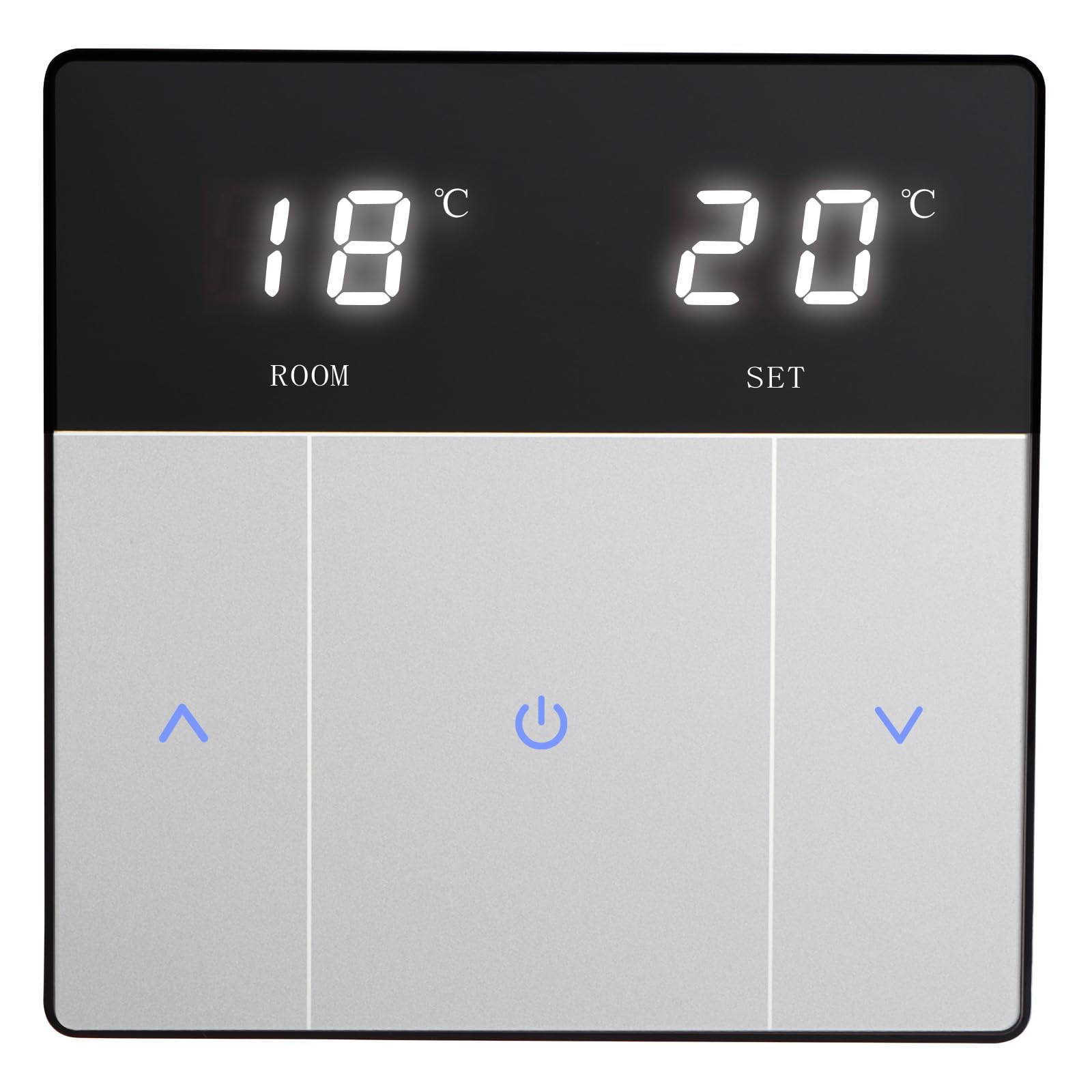 Wengart Heating Thermostats LED Screen WG808 AC230V 16A for for Electric Underfloor Heating with 3m Probe Sensor Adapt to 86 * 86mm installation box,BLACK