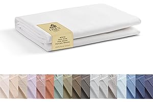 Linen Home 100% Cotton Percale 1 Flat Sheet, Twin Size - Crisp, Cool and Strong Bed Linen, Luxury Breathable Sheet, White