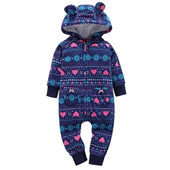Strampler Kolylong® 1 PC (6-24 Monate) Baby Jungen Mädchen Dicker Spielanzug mit kapuze Herbst Winter Warme Outfits Kleidung 