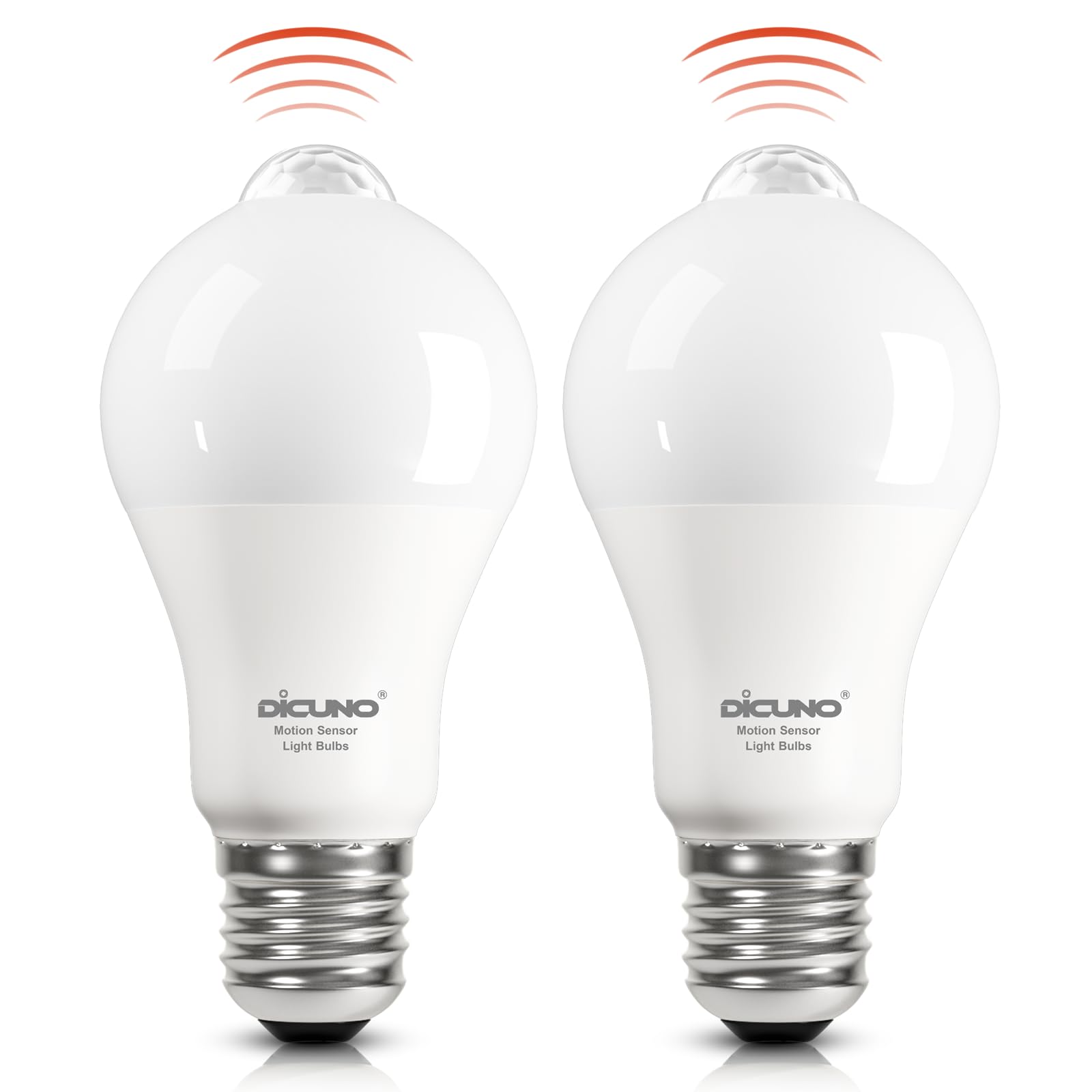DiCUNO E27 LED Lampe mit PIR-Bewegungsmelder 12W, Warmweiß 2700K, 2er Pack