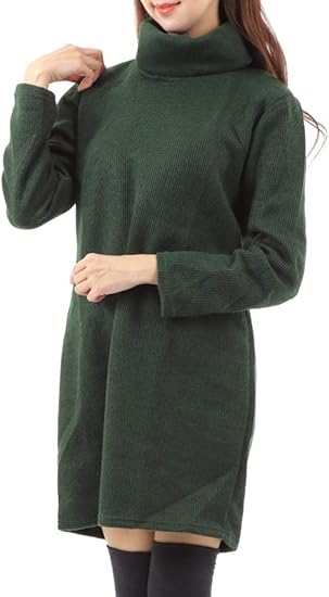 Amazon プラスイメージ ニット ワンピース タートルネック レディース ワンピース チュニック 通販