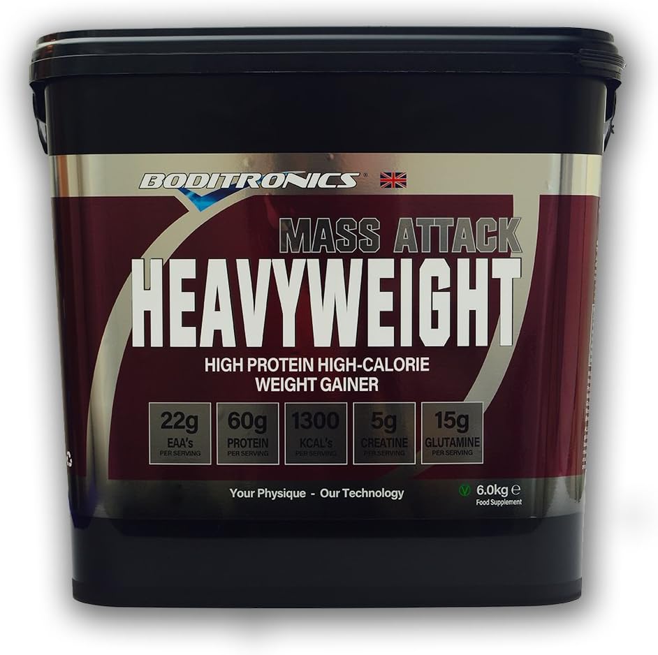 Boditronics Mass Attack Heavyweight Mass Gainer Powder for High Protein and High-Calorie Weight Gainer Protein Powder with 5g Creatine