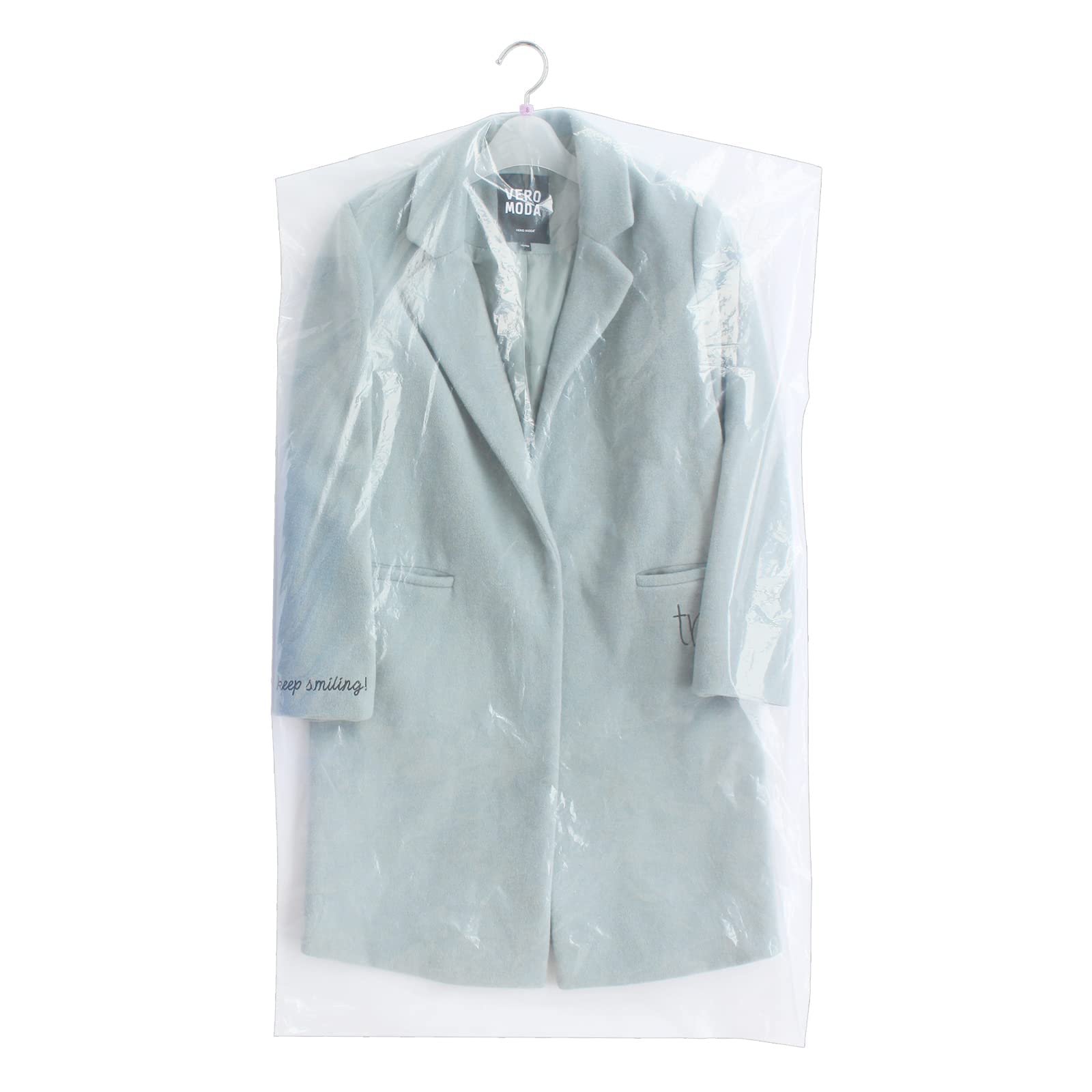 Belinlen 50pack 23.6x40inch Clear Plastic Clothes Covers Plastic Dust Cover Bags for Clothes Hanging Dry Cleaning Garment Clothes Bags for Clothing Storage