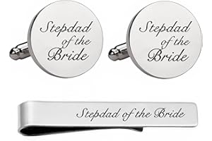 Kooer Personalized Men's Wedding Cufflinks, Custom Father Of The Bride Cuff Links Jewelry Gift For Men Him Groom Groomsman