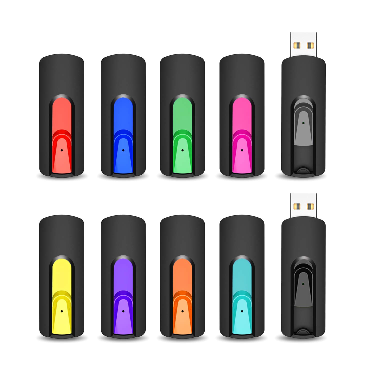 Vansuny 10 Pack 2GB USB Stick USB 2.0 Flash Drive Multipack Memory Stick 2GB Pen Drive Thumb Drive for PC, Laptop, Printer, LG TV, Car, DJ (10 Mixed Color)