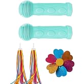 2 Pieces Bike Handlebar Grips Non-Slip Bicycle Handle Grips with Streamers Cover Rubber Bike Handle Grips for Kids Girls Boys Bikes Scooters Soft and Comfortable
