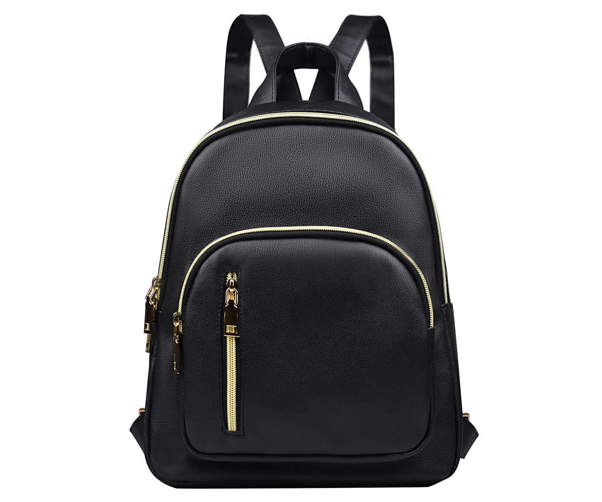 YANAIER Women Leather Backpack Rucksack Ladies Fashion PU Casual Daypack Travel Bag Schoolbags Black