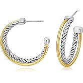 MYCUTEY Gold And Silver Hoop Earrings For Women Two Toned Hoops