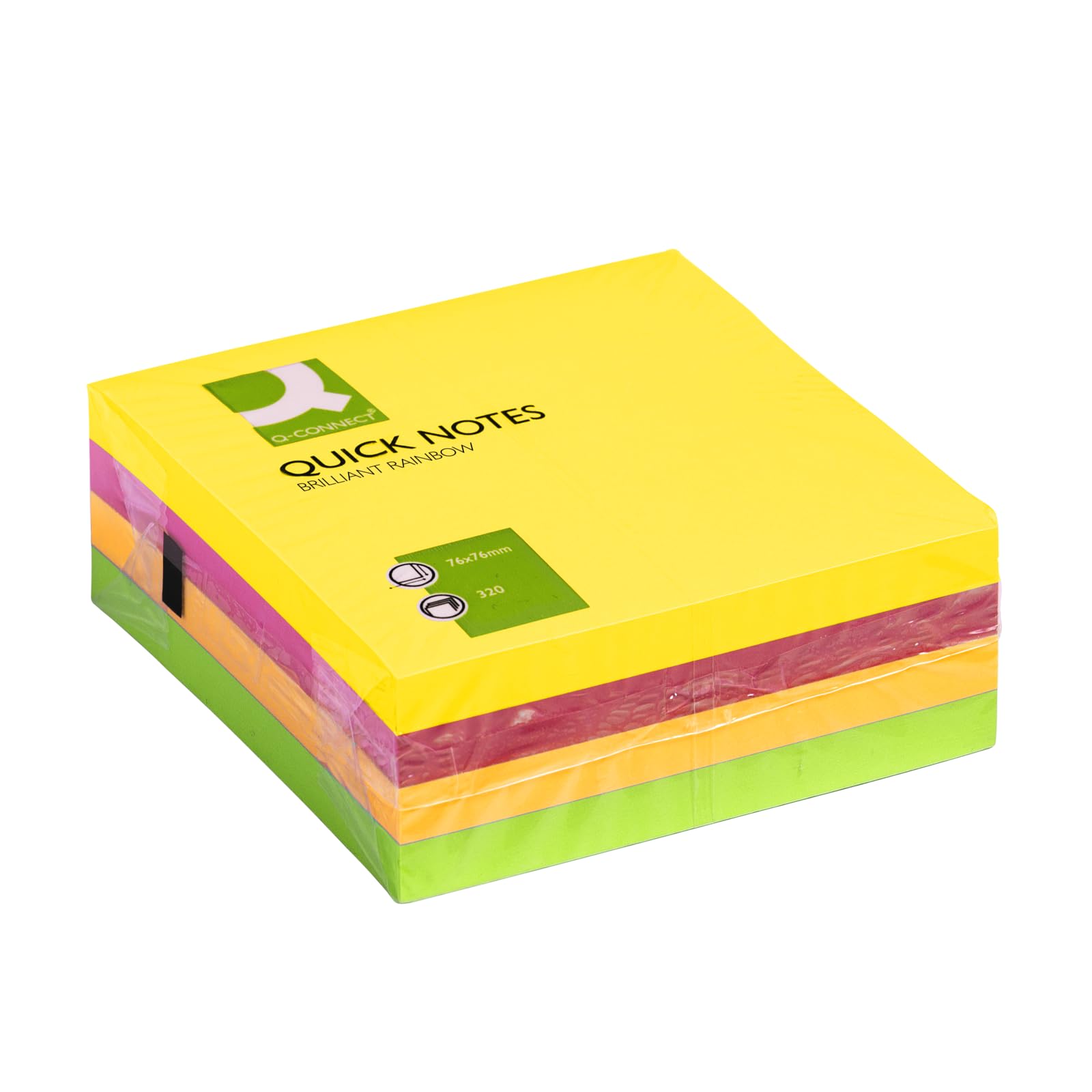 Q-Connect Quick Note Cube 76 x 76 mm Assorted Neon