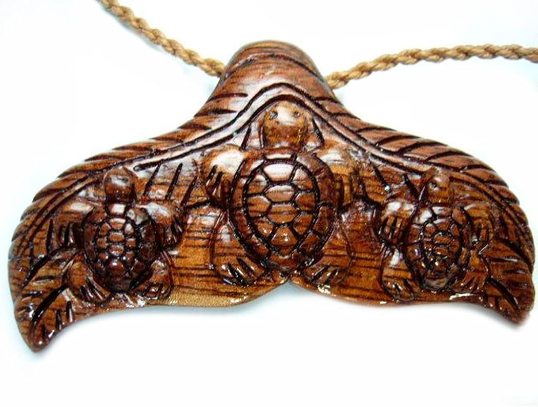 Hawaiian Jewelry and Gift Koa Wood Necklace Whale Tail