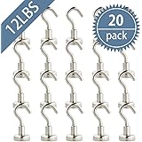 Whectin Magnetic Hooks 12LBS Strong Powerful Neodymium Magnet Hanging Hook for Home Kitchen Workplace Office Garage 20 Pack
