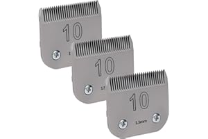 8VR 3 Pack 10# Removable Dog Grooming Blades, Made of Carbonized Steel, Suitable for Andis/Oster A5/Wahl KM Series, Cutting Length 1/16" (1.5 mm)