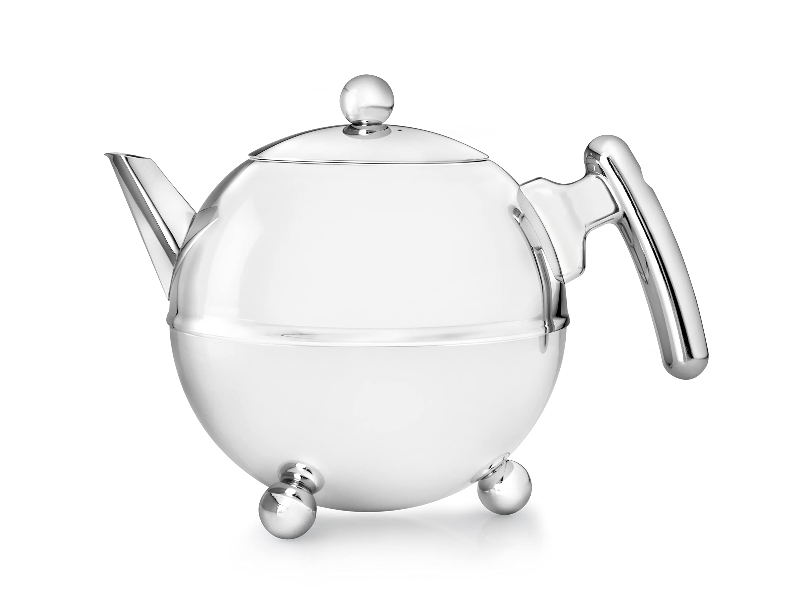 Aqua Marina Bredemeijer 1.2 L Stainless Steel Teapot Bella Ronde with Chromium Fittings, Silver