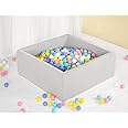 UHAPPYEE Square Foam Ball Pit for Toddler,35"x35"x12" Soft Ball Pit Pool with Removable Cover, Indoor Memory Sponge Ball Playpen Without Balls - Light Grey