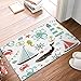Custom Doormat Whale Shark Seahorse Sea Creatures Rope and Anchor Octopus Coral Crab Marine Lighthouse Ocean Theme Machine Washable Rug Non Slip Mats Bathroom Kitchen Decor Area Rug 15.7