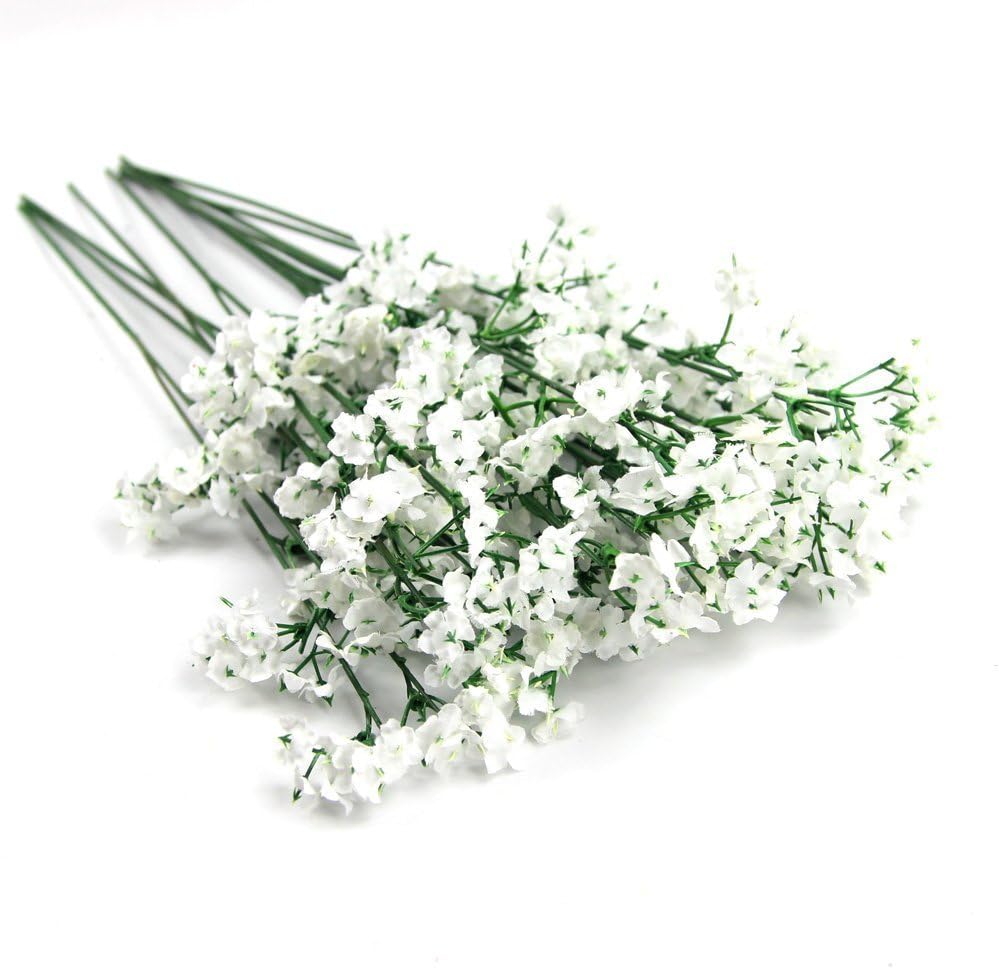 LeRicher 20pcs Artificial Flowers Gypsophila Baby's Breath Bouquet Silk Baby Breath Flowers for Home Wedding Party Christmas DIY Hotel Decorations Pretty Flowers
