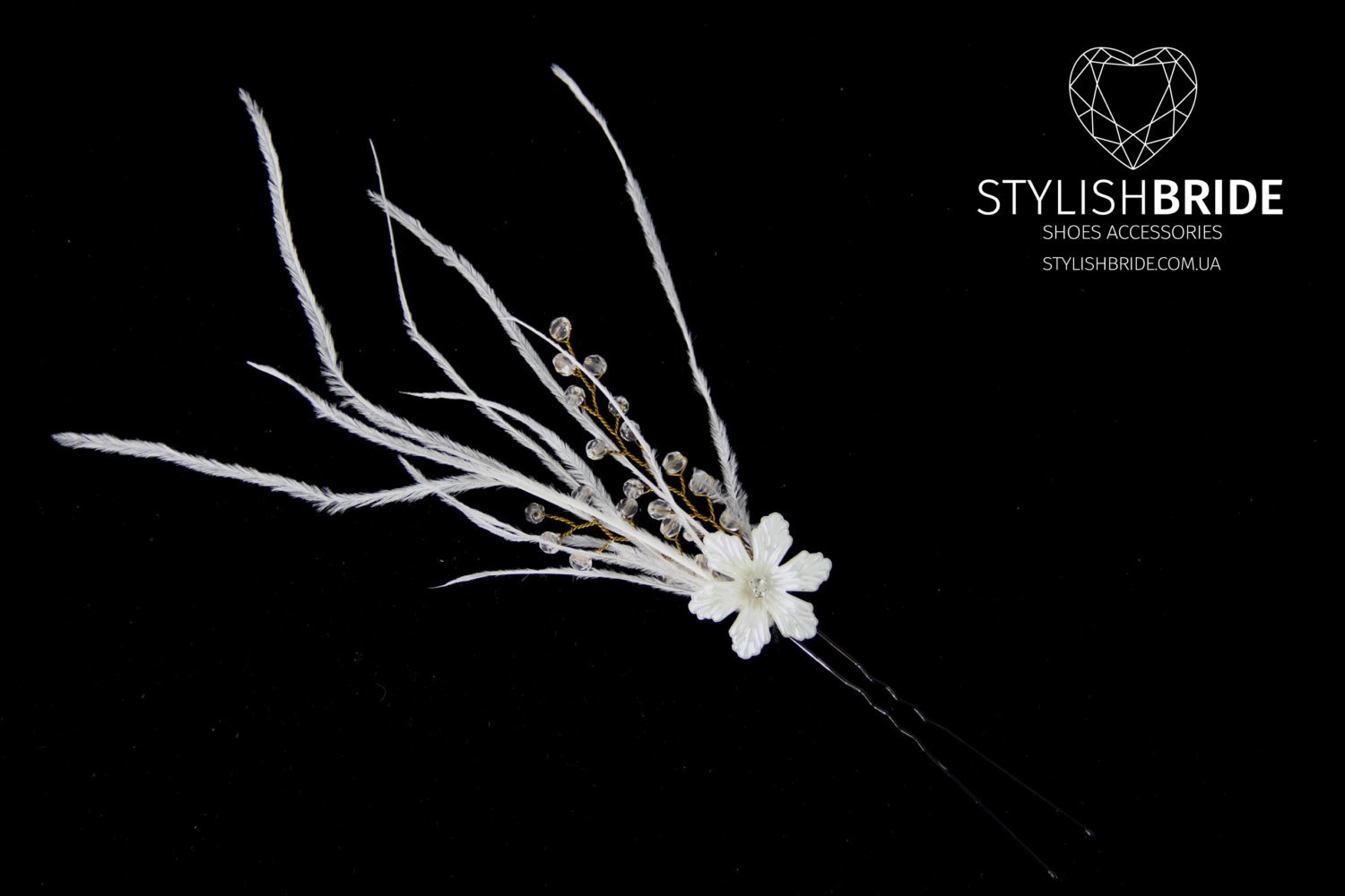 Amazon Com Wedding Feather Floral Hair Pins Pearl Hair Pins