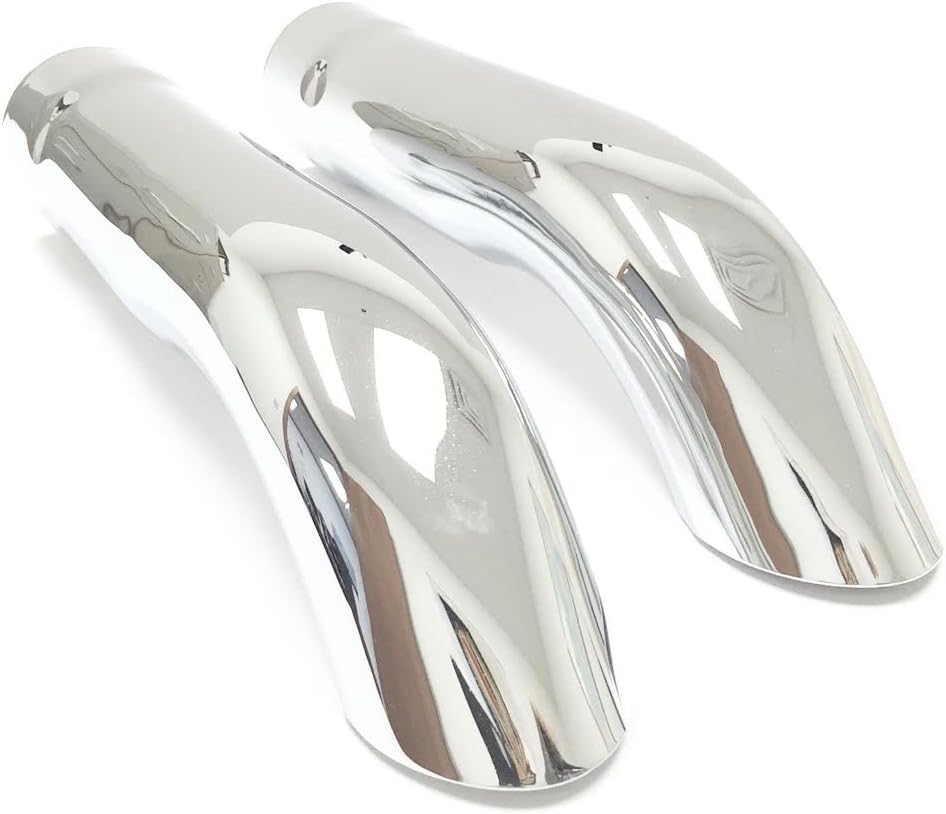 Turn Down Angle Cut Chrome Exhaust Tips 2" Inlet x 2 1/4" Outlet x 9" Length (2 piece set)