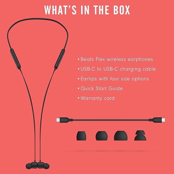 BEATS FLEX WIRELESS EARBUDS – APPLE W1 HEADPHONE CHIP, MAGNETIC EARPHONES, CLASS 1 BLUETOOTH, 12 HOURS OF LISTENING TIME, BUILT-IN MICROPHONE – BLACK