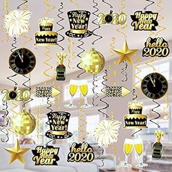 Amazon Com Tifeson 36 Pcs Happy New Year Hanging Swirls