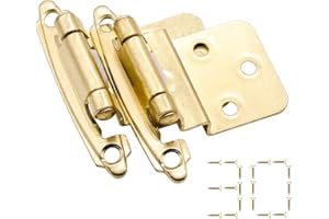 DONANIM 3/8 Inch Inset Cabinet Door Hinges Gold, 15 Pairs(30 Pack) Self Closing Hinges for Cabinets Doors, 3/8 Inset Gold Kitchen Hardware Cabinet Door Hinges