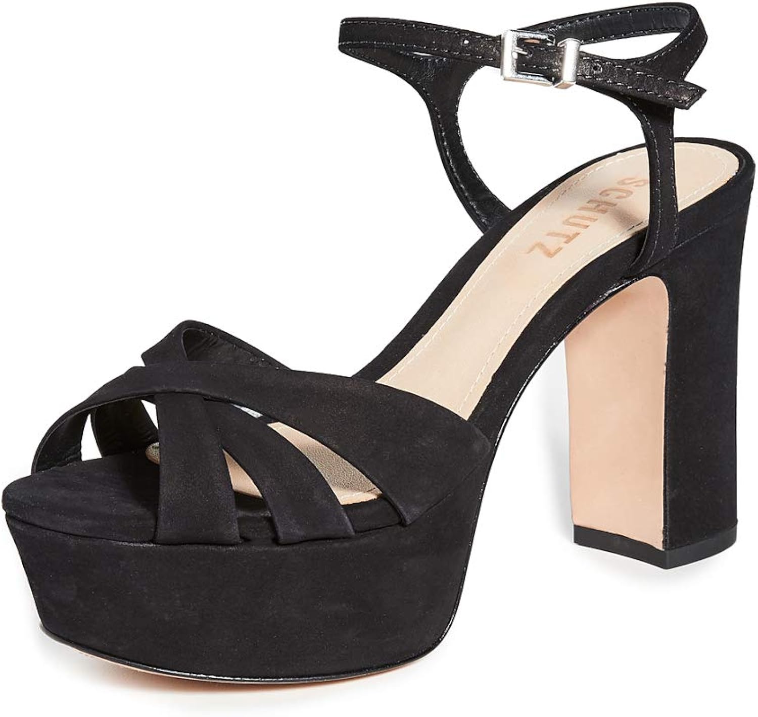 Amazon.com | Schutz Women's Keefa Platform Dress Sandal Black | Heeled Sandals