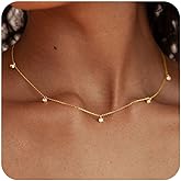 FUNEIA Dainty Silver Gold Necklaces for Women Trendy Non Tarnish 14K Gold Plated Cubic Zirconia Necklace Layered Cute Butterfly Heart Station Choker Necklace Stack for Wedding Prom Brides Jewelry