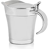 OVENTE Stainless Steel Gravy Boat with Hinged Lid, 14Oz, Silver GB4541S | Insulated Sauce Jug for Serving Cream, Salad Dressing or Syrup, Perfect for Christmas, Holidays, Family Dinner and Parties