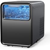 BREEZOME Ice Maker Countertop, 9 Ice Cubes in 6 mins, 26.5LBS /24H | 2 Sizes of Bullet Ice, Self-Cleaning, 1.5L Portable Ice Machine,with Basket and Scoop, Idea for Home Kitchen Party Camping RV