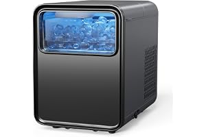 BREEZOME Ice Maker Countertop, 9 Ice Cubes in 6 mins, Self-Cleaning Portable Ice Machine with Basket and Scoop, 2 Sizes of Bullet Ice for Home Kitchen Party Camping RV
