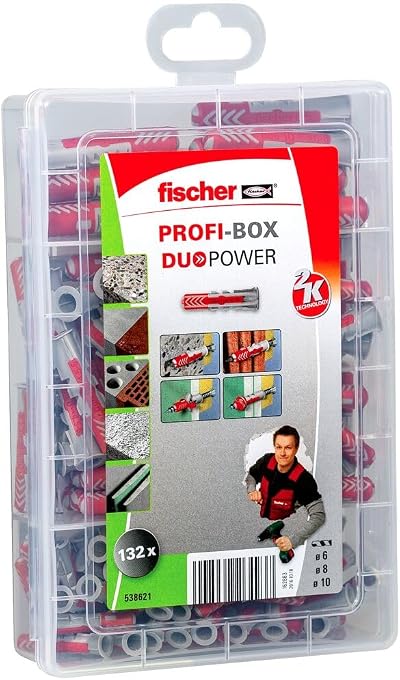 fischer PROFIbox DUOPOWER 538621 Wall Plug Assortment with Transparent Lid