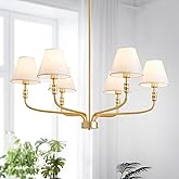 Saint Mossi Gold Farmhouse Chandelier for Dinning Room, Modern Pendant Lighting Fixture for Living Room, Entryway, 6-Light wi