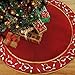 ANOTHERME Deluxe Handmade Large Christmas Tree Skirt with Holly Leaves 50 inch, Festive Holiday Party Decoration (Dark red)