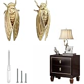 Creative Animal Shape Brass Knobs for Kitchen Cabinets Cupboard Door and Decorative Furniture Hardware Pack of 2 (Cicada)