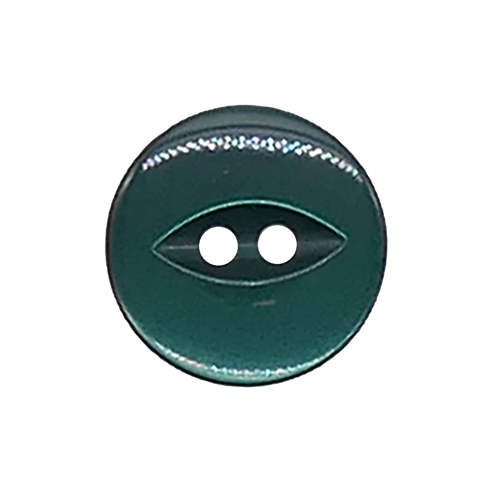 The Bead Shop 20 Pack Round Fish Eye Buttons, Baby Buttons, Sewing, Knitting & Crafts - Dark Green 19mm / 30 Lignes