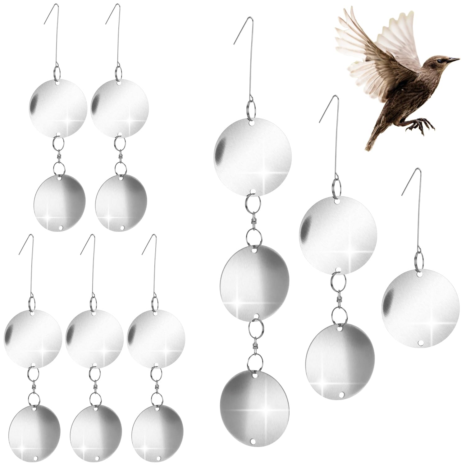 COM-FOUR® 56-piece bird repellent set - reflective wind chime up to 8 hangers - scarecrow against ravens, crows, starlings and jackdaws for balcony, garden, terrace (56-piece - Wind chime)