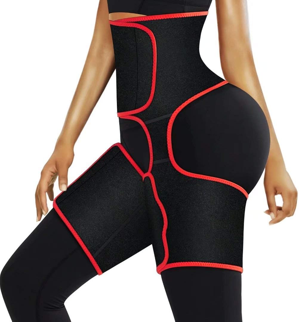 Siamese Girdle and Thigh Shaper Increase Sweating Leg Shapers and Waist Cincher for Women Shapewear Plus Size Red 3XL: Clothing