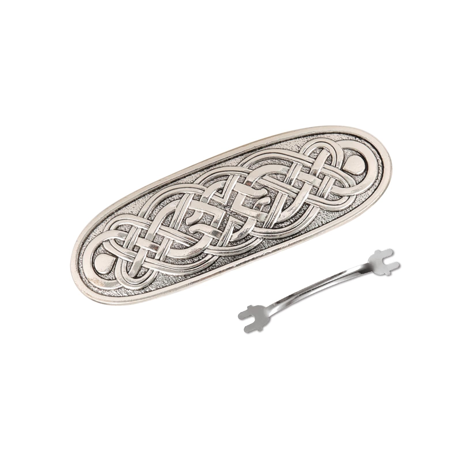 Amaxer Viking Gold Silver Barrettes for Women Girls Celtic Hair Clips for Thick Thin Hair Vintage French Hair Clips Hair Styling Accessories (Silver-Celtic Knot) — image 1
