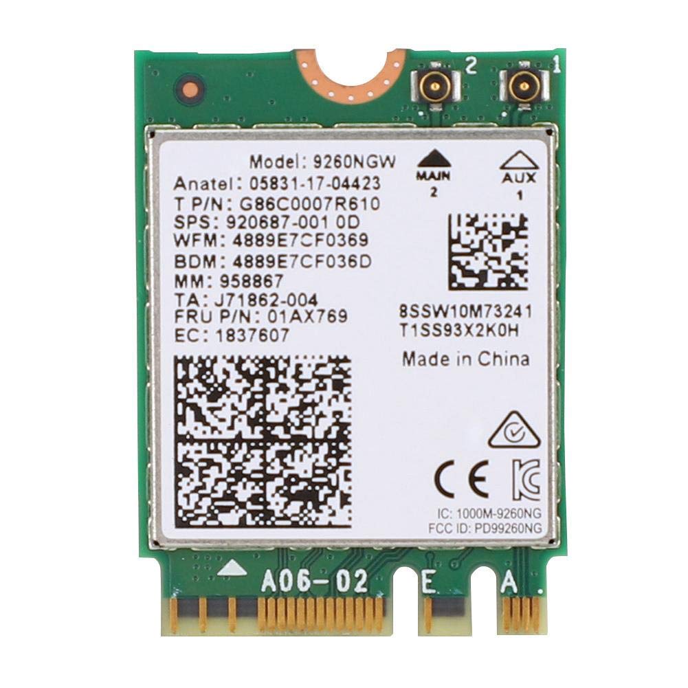 Network Card, Wireless AC 9260 Desktop Network Card For In-tel 9260 2dB Antenna, Bluetooth 5.0 Network Card NGFF/M.2 Support for Linux/Windows