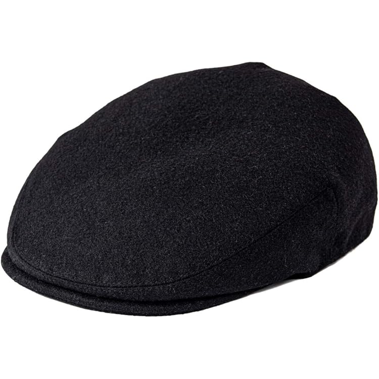 JANGOUL Men Ivy Cap Cotton Twill Newsboy Flat Hat (Black, 7 1/8
