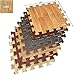 Sorbus Wood Floor Mats Foam Interlocking Wood Mats Each Tile 1 Square Foot 3/8-Inch Thick Puzzle Wood Tiles with Borders – for Home Office Playroom Basement (16 Tiles 16 Sq ft, Wood Grain - Light)