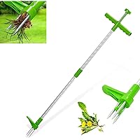 Standing Plant Root Remover with 3 Stainless Steel Claws, Weed Puller Tool Garden Stand Up Weeder with Claws for…