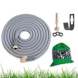 Expandable Hose 50 ft Expanding Water Hose Heavy Duty Latex Solid ON/OFF Brass Valve Connector Includes: FREE Metal Wall Hanger - Jet Brass Nozzle - Storage Bag and Washers 50ft Expandable Garden Hose