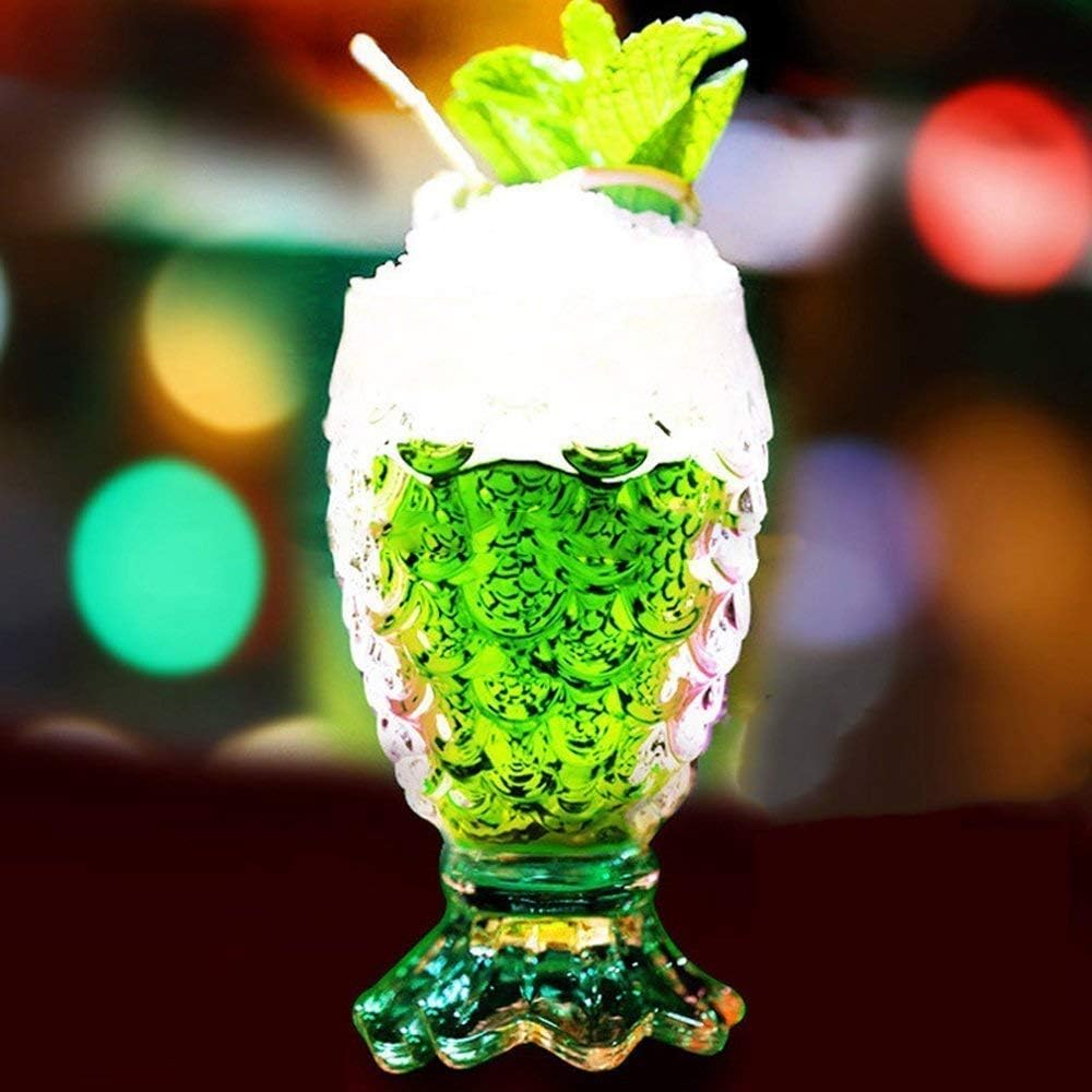QAWIJA Crystal Clear Pineapple Shaped Glasses Set - Set of 6 Glasses (250ml)