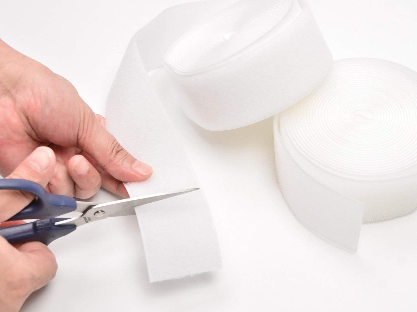 Arlent 50mm(2") Width 5 Meters Sew-On Hook and Loop Fastener Tape Nylon Strips Fabric Non-Adhesive Back (White) - Image 4