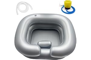 BIRDDIE Inflatable Hair Washing Shampoo Basin, Portable Hair Washing Bowl for Bedridden, Disabled, Injured, Elderly, Hair Shampoo Bowl for Dreadlocks and at Home Hair Washing Sink (Silvery)