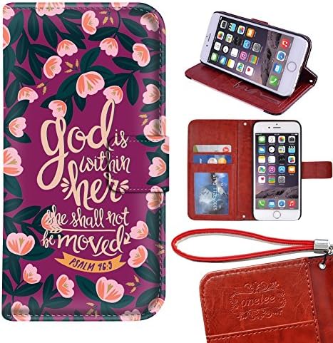 iPhone 7 Plus 5.5 Wallet Case,God Is Within Her Bible Verse Christian Quote PU Leather Wallet Case with Card Holders