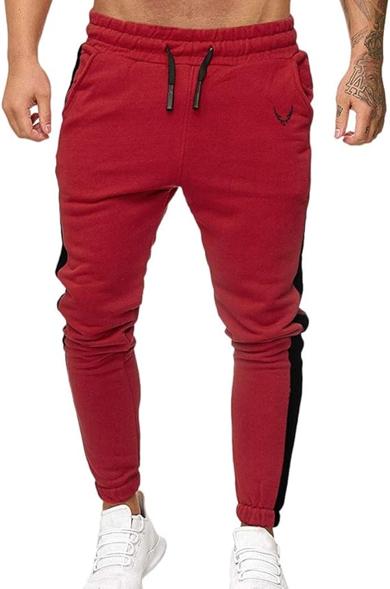 Mens Jogging Bottoms Joggers Slim Fit Pants Elastic Waist Fashion