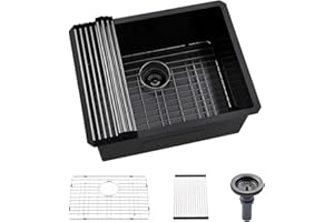 Black Stainless Steel Undermount Laundry Sink-Hovheir 24x19x12 Deep Undermount Stainless Steel Utility Sink Matte Black 16 Gauge Single Bowl Laundry Room Sinks Outdoor